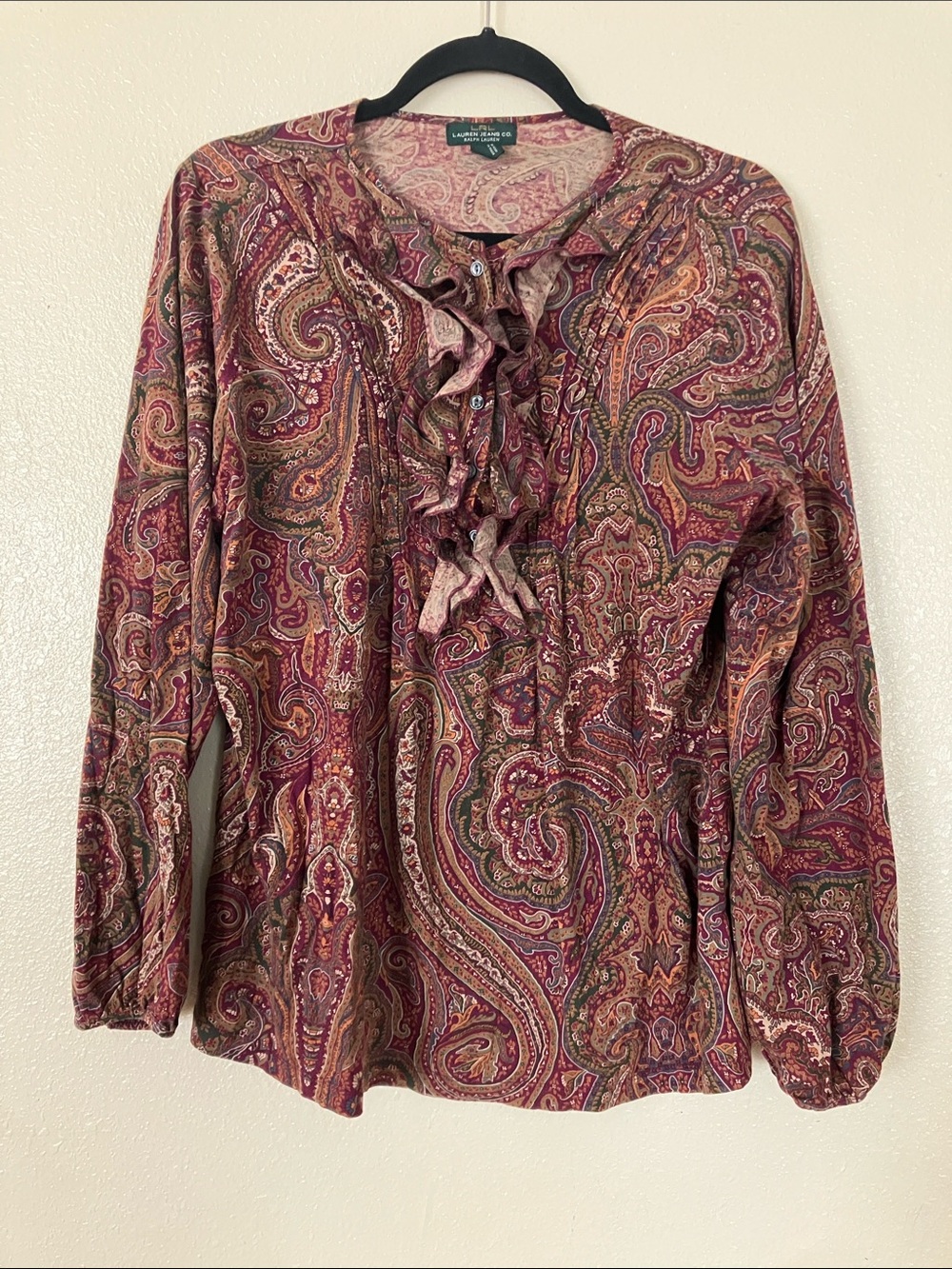 Lauren Ralph Lauren Paisley Ruffle Top, 2X
